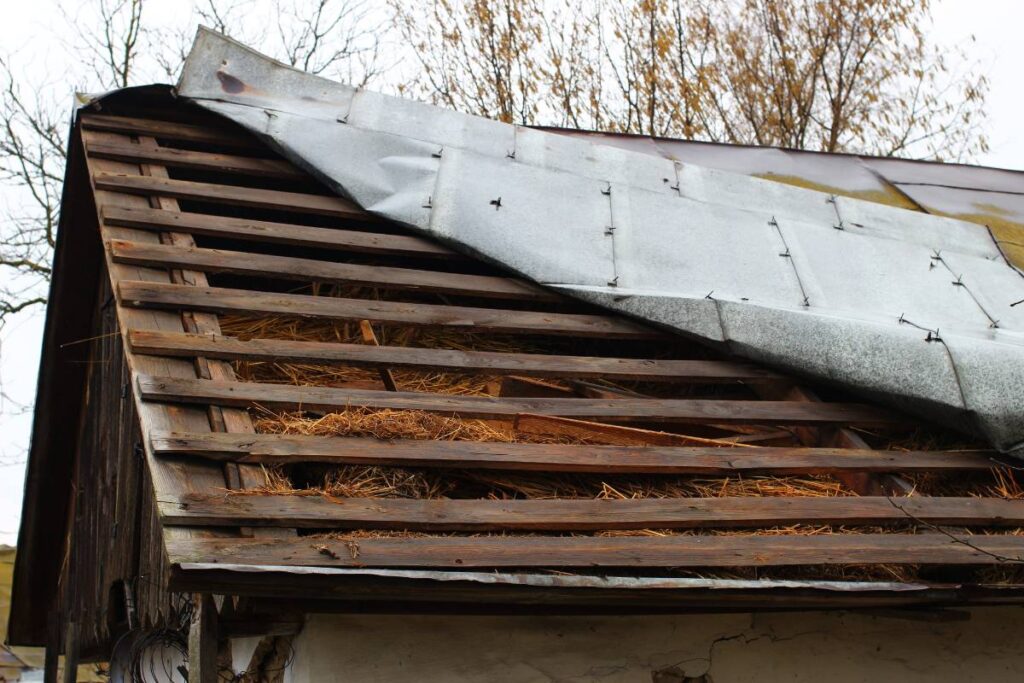 damaged roof after hurricane