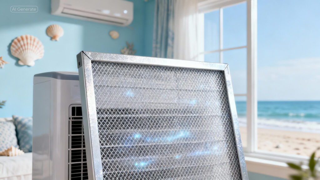 Electrostatic AC air filter in coastal climate home