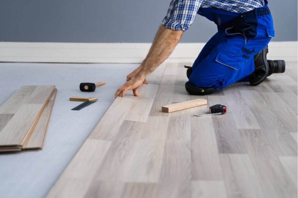 outdoor flooring - worker